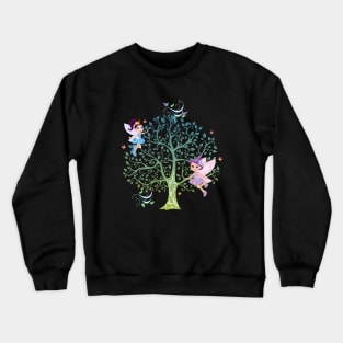 Flower spirits in the forest - Hippie flower children Crewneck Sweatshirt